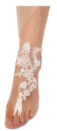 Sither Foot Lace for Beach Wedding Barefoot Sandals White Lace Anklet for Bride Women Foot Anklet Jewelry On Summer Beach Gift for Her