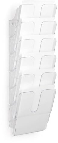 Durable Flexiplus Duo Set di dispenser per brochure, formato A4 verticale, trasparente, 6 scomparti con 2 set di fissaggio, suddivisione individuale