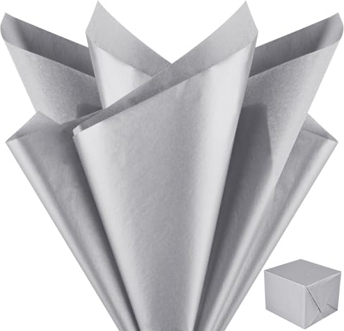NEBURORA Carta velina metallizzata argento per sacchetti regalo 60 fogli Carta velina da imballaggio argento sfusa per confezioni regalo di Natale Artigianato d'arte Compleanno Decorazione di nozze