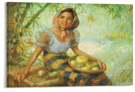 Fernando Amorsolo，Fruit Gatherer，Oil Painting Poster Room Aesthetic Poster Print Art Wall Painting Canvas Posters Gifts Modern Bedroom Decor 12x18inch(30x45cm)