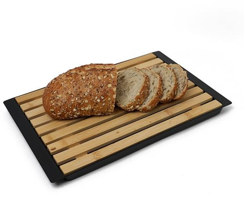 DIVCHI Planche à découper avec plateau ramasse-miettes pour servir, trancheuses à pain avec support