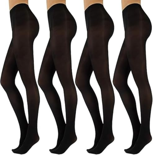 4 Paia Collant Donna Opaco Multifibra Collant Coprente Morbido Elasticizzato BELLISSIM 20/30/40/50/70/90/120/200 DENARI CON TASSELLO IN COTONE (IT, Testo, L, Regular, Regular, 50 DENARI NERO)