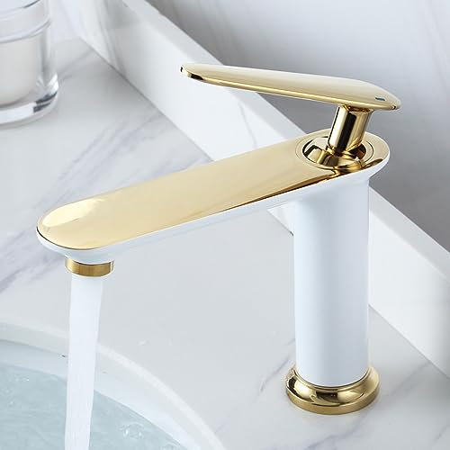 Nordic Full Copper undercounter Basin Toilet washbasin wash Basin Basin hot and Cold Water Faucet, White Gold