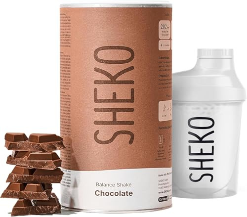 SHEKO Balance Shake Cioccolato + Shaker – 21 frullati cremosi per dimagrire – ricco di proteine, senza glutine e sapore naturale – Shake dimagrante