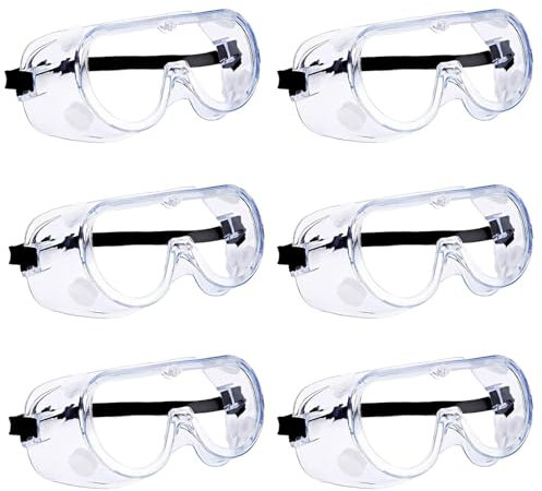 fufupaw 6 gafas de seguridad para el trabajo, gafas de seguridad, transparentes, antivaho, resistentes al polvo, resistentes a los arañazos, ideales para laboratorio, construcción, ciclismo