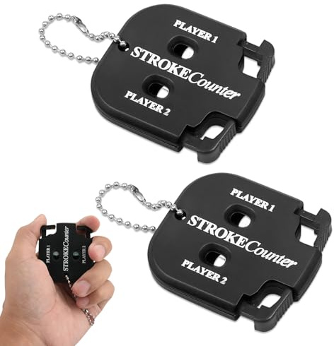 2 stycken golfresultaträknare, golfpoängräknare med nyckelkedja, punkträknare golf resultat indikator, 2 spelare slagmätare, svart Stroke Counter, Hand Tally Counter från tävlingar, spel