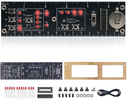 BANRIA Kit di apprendimento per circuiti logici fai da te, set per saldatura, contatore binario e infradito con indicatore LED, kit di pratica elettronica per lezioni STEM, scuola, studio e hobby