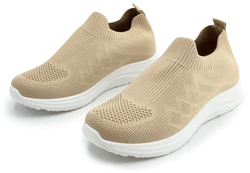 JOMIX Baskets Slip on Femme sans Lacets Tige en Maille Respirante Chaussures Légères et Confortables Semelle Plateforme Souple Amortie Antidérapante Semelle Amovible