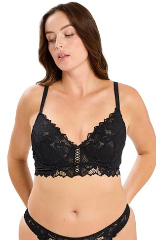 Sans Complexe - Arum - Reggiseno bustier in pizzo con ferretto - Classico - Tinta unita - Donna - Nero - 5D