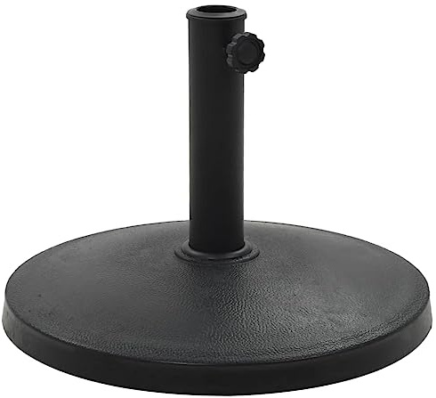 vidaXL Round Polyresin Parasol Base – Black, Weather-, Adaptable to Multiple Pole Diameters, 22lb Weight for Stability, Locking Bolt for Secure Placement