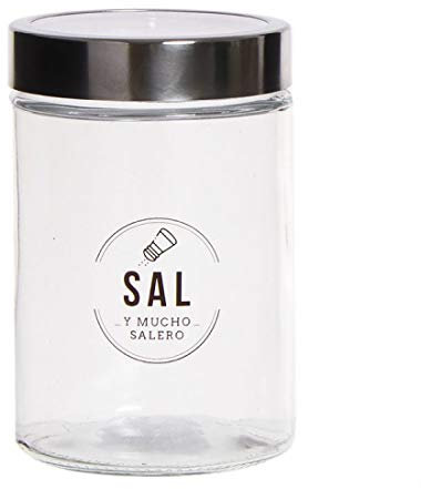 Home Gadgets Bote Cristal Sal 17 cm: Tarro de Cristal para Sal con Cierre Hermético, Recipiente de Cocina para Conservar Especias, Apto Lavavajillas