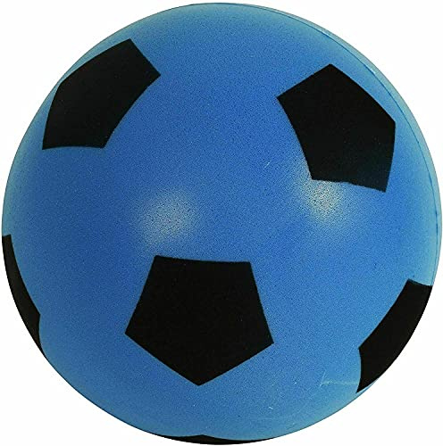 OnlineStreet Size 4 Football - Sponge Foam Soccer Ball; Ideal for Outdoor Games for Kids, Indoor Football, Kids’/Adults’ Garden Games, and Beach Games for Families (17.5 cm) (Blue)