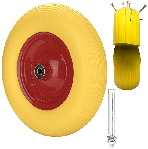 Lospitch Hjul i massivt gummi med axel 4,80 4,00–8 Ø 390 mm, metallfälg, borrsäkert gummihjul, lastkapacitet 200 kg
