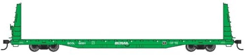 H0 Scale - Freight Car 68 Inch Bulkhead Flat Car BC Rail