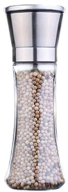 Molinillos De Sal Y Pimienta, Molinillo De Pimienta Manual Ajustable, Juego De Molinillos De Acero Inoxidable Premium Cuerpo De Vidrio, Sin Sal Y Tipo De Granos De Pimienta (Height 19cm)