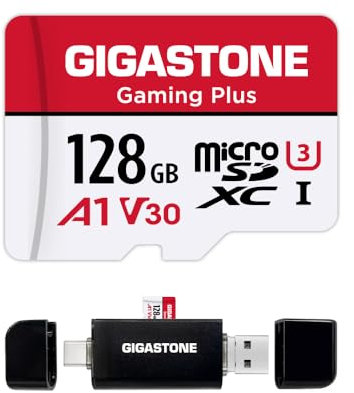 【For Switch 1 Only】 Gigastone 128GB MicroSDXC con Lector USB Tipo C, para Nintendo Switch 1, Video 4K, UHS-I A1 U3 V30, hasta 100MB/s, con Adaptador, Gaming Plus