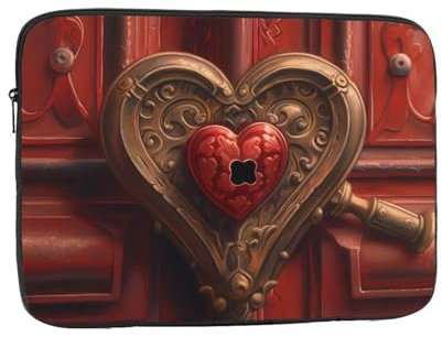 Laptop Sleeve Heart Shaped Door Lock Slim Laptop Case Cover Durable Briefcase Shockproof Protective Notebook Case for Travel Work