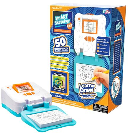 smART Sketcher GO portable creative STEAM toy with Bluetooth connectivity and 50+ art sketching projects with step-by-step guide for each picture