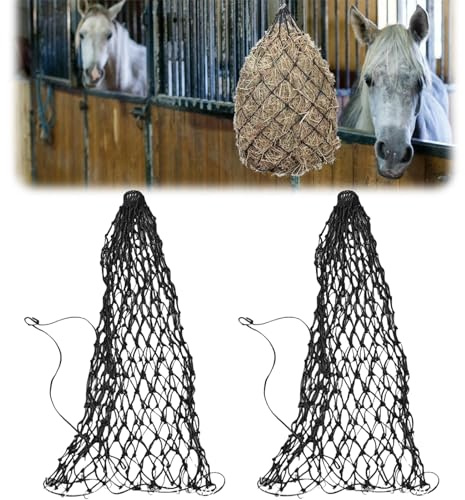 Red Henera para Caballo,2pcs Redes Comedero de Heno y Pienso,Red De Heno Malla,Bolsa De Hierba De Caballo,Comedero Para Caballo Alimentación Lenta,para Caballos Cabras