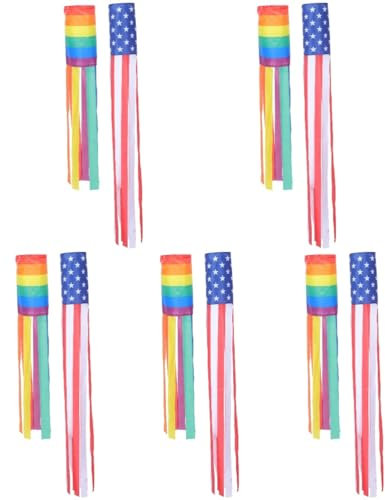 Happyyami 5 Juegos Estados Unidos Colgando American Flag Festival Asta De Manga De Viento Del Jardín De Pascua De Dirección Del Viento Poliéster 2 Piezas * 5