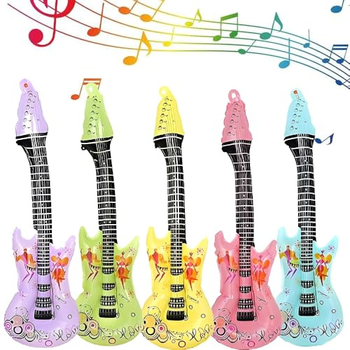 5 unidades de aluminio para guitarra, globo, roca, estrella, juego de globos, impermeables, accesorios para fiestas, guitarras para instrumentos musicales, karaokes, festivales, conciertos, carnaval
