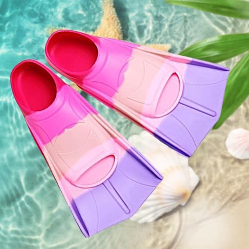 CUVZORA Kinder Silikon Schnorchelflossen Kurz, Rutschfester Schwimmflossen Kinder, Lebendigen Farben, leicht und bequem, Ideal für Schwimmtraining, Schnorcheln und Meerjungfrau Spaß im Wasser