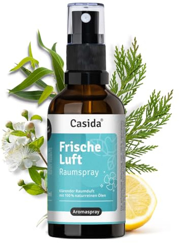 Casida Frisk luftspray – klargörande rumsdoft med 100 % naturliga oljor – klarhet och energi – neutralisering av lukter – rengöring rumsklimat – 50 ml