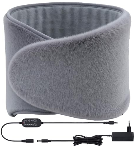 FIVAVA Cinturón Calentador, Cinturón Lumbar Extra Ancho Calentable, Regulación de Temperatura de Tres Niveles (45-55-65°C) para Dolores de Espalda, Abdomen y Cintura, Material de Poliéster Suave, Gris
