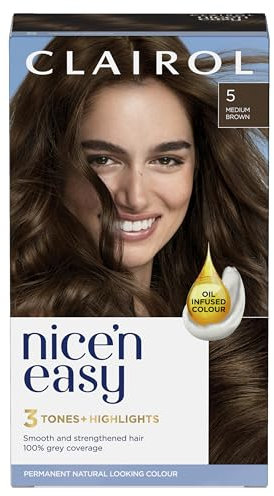 Clairol Nice'n Easy Crème, Natural Looking Oil Infused Permanent Hair Dye, 5 Medium Brown