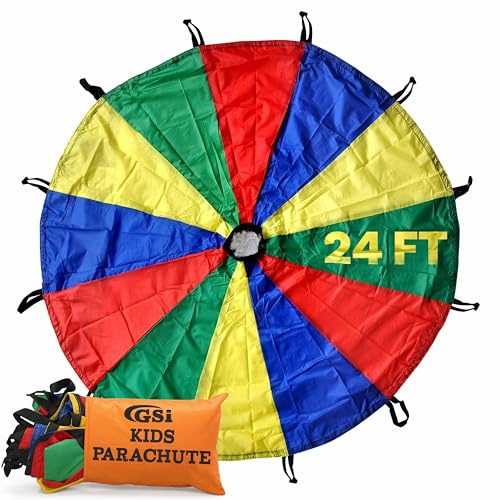 GSi Kids Rainbow Parachute 6 ft to 35 ft for School & Gym Class