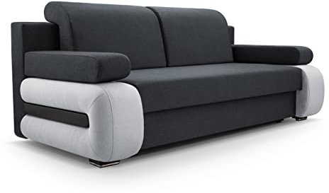 mb-moebel Modernes Sofa Schlafsofa Kippsofa mit Schlaffunktion Klappsofa Bettfunktion mit Bettkasten Couchgarnitur Couch Sofagarnitur 3er LEVIN01 (Grau)