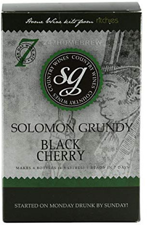 Solomon Grundy Black Cherry 6 Bottle Wine Making Kit 7 Day Home Brew Refill Kit