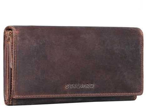 STILORD Damen-Geldbörse aus Leder braun - Frauen-Geldbeutel mit RFID & NFC Schutz - Vintage Portmonnaie aus Echtleder + Geschenkbox 'Marquesa'