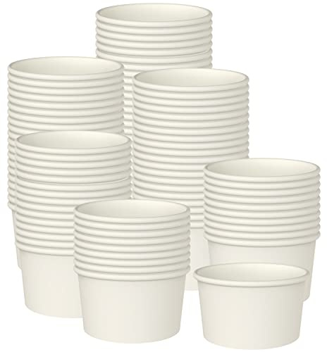 Axe Sickle 100 Pcs Paper Ice Cream Cups Disposable Dessert Bowls 9 Ounce for Hot or Cold Food, Sundae, Frozen Yogurt, Soup, White