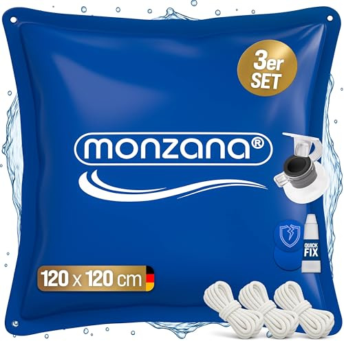MONZANA® 3X Poolkissen Winter XL Chlorbeständig Seil PVC Verstärktes Material bis -20°C Doppelnaht Sicherheitsventil 4 Ösen Luftkissen Pool Abdeckung