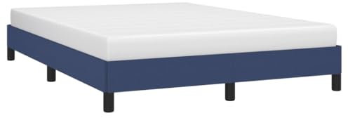 vidaXL Polsterbett, Bett Bettgestell mit Lattenrost, Schlafzimmerbett Doppelbett mit Stützbeinen, Bettrahmen Schlafzimmermöbel, Blau 140x200cm Stoff