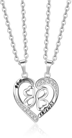 Zysta Freundschaftskette für 2 Herz Anhänger Mit Gravur BFF Ketten für Mädchen Schwester BFF Geschenke