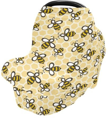 Écharpe d'allaitement motif abeilles sur peigne, écharpe d'allaitement, housses de siège de voiture pour bébés, nourrissons, extensibles, douces, respirantes, multi-usages, cadeau pour garçons et