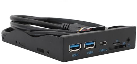 Bewinner 3,5-Zoll-Frontplatten-Hub, 6 Ports Interner Metall-USB-Hub, 2xUSB 3.0, USB C, 3,5 Mm, Interner SD/TF-Kartenleser, 5-Gbit/s-Diskettenlaufwerk-Panel für XP 7 8 10 11 2003 für