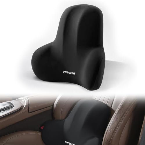 Lendenkissen Auto, Ergonomisches Lendenwirbelkissen Auto, Lordosenstütze Auto aus Memory Foam, für Autositze, BüRostuhl Komfortabel Atmungsaktiv, Abnehmbarer Abdeckung (Lendenkissen schwarz)
