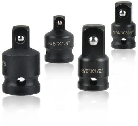 BATINO 4 Stück Stecknussadapter Adapter Satz Adapter 3/8 auf 1/2 zoll, 1/4 auf 3/8, 3/8 auf 1/4, 1/2 auf 3/8 Zoll Schlagschrauber-Adapter, Winkeladapter Stecknuss SteckschlüSsel-Adapter Ratschen