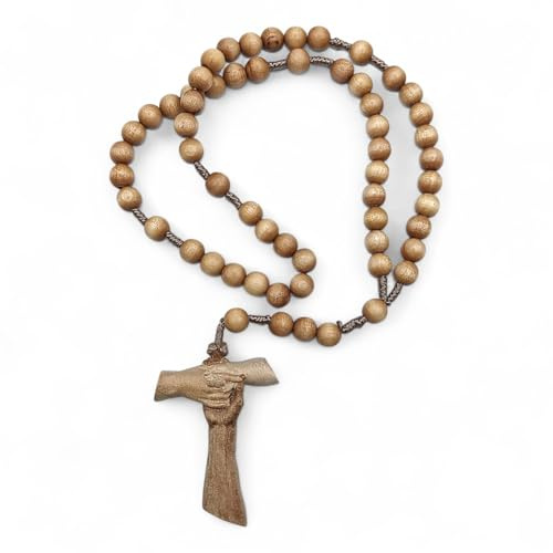 OVUNQUE PROTEGGIMI Chapelet en bois d'olivier en forme de croix de l'amitié, fait main, cadeau religieux catholique pour femmes et hommes, porte-chapelet