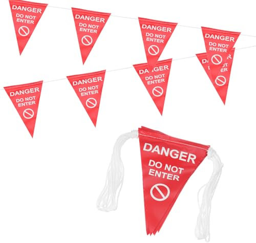 PATIKIL 37 Piedi Bandiere a Pennone, Bandiera di Avvertimento Non Entrare Segnali Segnaletica Bandiera Sicurezza per Controllo Traffico Perimetrale Eventi Festa, 15 Bandiere Rosso