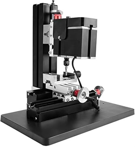 AFLEPCBRQ Mini Torno De Metal De 60 W, Velocidad del Motor: 12000 RPM/min, Recorrido del Eje Y Y del Eje Z: 32 Mm; Recorrido del Eje X: 145 Mm, 100-240 V DIY Mini Torno Mini Miller