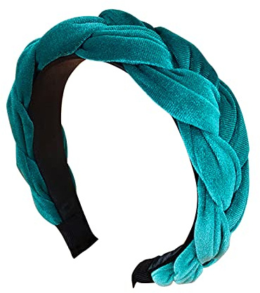 Watreketal Cerchietto per capelli, alla moda, da donna, morbido, spesso, largo, tinta unita, accessorio per capelli intrecciato