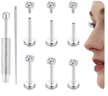 YADOCA G23 Titanio Helix Piercing Internamente Roscado Labio Medusa Monroe Hipoalergénico Oreja Conch Trago Plata, CZ