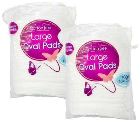 Cotton Tree Large Oval Cotton Pads, 100% Pure Cotton, 2 Pack