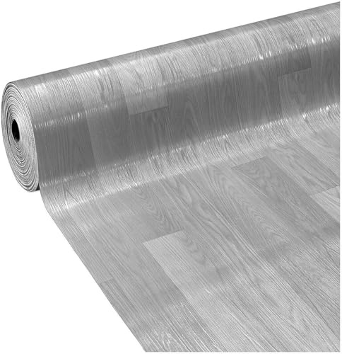Revestimiento de Suelo de PVC en Rollo, Vinilo Efecto Madera Parquet Gris 100x300 Cm DIS_H