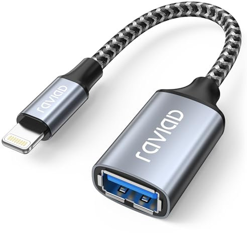 RAVIAD Lightning auf USB Adapter [MFi-Zertifiziert] iPhone USB OTG Adapter für iPhone 14 13 Pro/Max, iPad Air4/mini5, iOS OTG Kabeladapter Unterstützt Maus, Tastatur, U-Stick, Kartenleser, Kamera