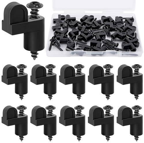 Nkiy Quen 28 Pack 3/8 Inch Window Screen Holder Clips,Offset Window Screen Clips,Black Screen Retainer Clips for Fastens Windows Screens Storm Door Panels